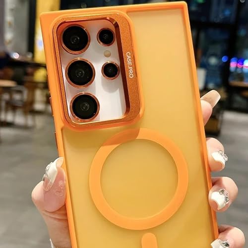 Galaxy S23 Ultra ile uyumlu Kamera Lens Aparatlı Stand Olabilen Magsafe ile uyumlu Kamera Korumalı Şeffaf Full Color Magnetic Wireless Telefon Kılıfı (Gri, Galaxy S23 Ultra) - Görsel 2