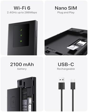 Tenda MF3 WiFi sabun, SIM 4G LTE Cat4, kablosuz WiFi 6 AX300 taşınabilir, şarj edilebilir pil, USB-C bağlantı noktası, WPA3, SIM'li WiFi Hotspot, yapılandırmasız, tak ve çalıştır