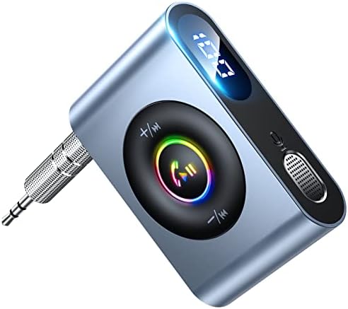 Alternative view of Araba için Bluetooth 5.3 AUX Adaptörü [Çok İşlevli Düğme ve Pil Ömrü Göstergesi] Gürültü Önleyici Bluetooth Alıcısı, Araba/Ev Stereo/Kablolu Kulaklıklar/Eller Serbest Çağrı, 22H Pil Ömrü,