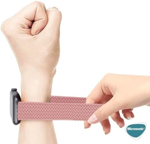 Apple Watch Series 9 45mm için Kordon, (Large Size, 160mm) Knitted Fabric Single Loop Gökkuşağı [Watch Series 9 45mm ile Uyumlu Kordon - Gökkuşağı]