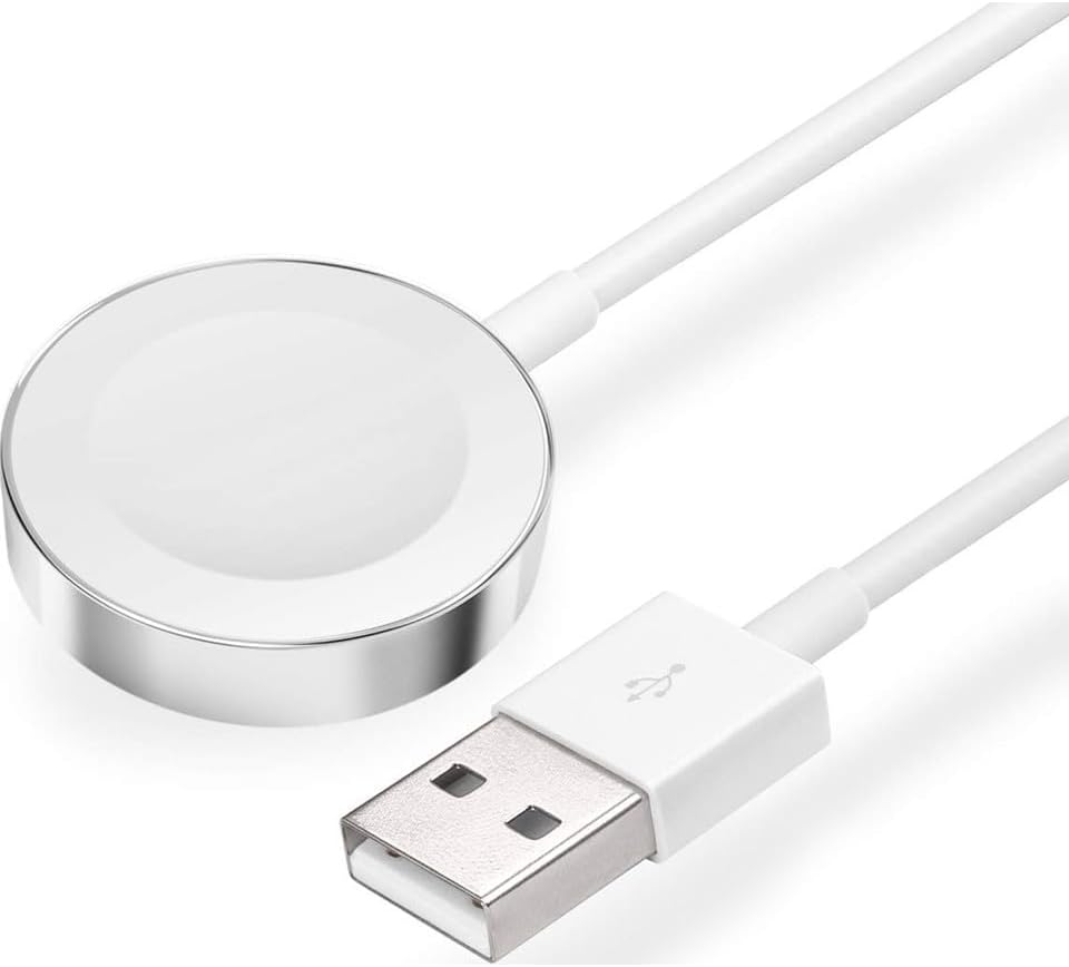 Apple Watch ile Uyumlu Manyetik Kablosuz Şarj Kablosu - Series 9/8/7/6/5/4/3/2/1/SE Modellerine Uygun USB-A Akıllı Saat Şarj Aleti (1M)