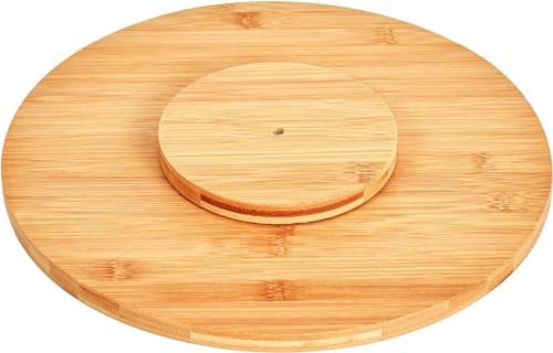 36cm Dönerli Bambu Yuvarlak Pizza ve Sunum Tepsisi, 360 Derece Dönebilen Kahvaltı Sunum, Pizza Sunum ve Börek Sunum Tepsisi - Görsel 3
