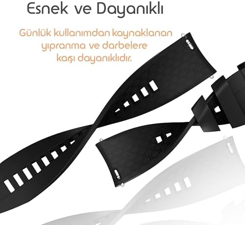 Alternative view of [Strip Loop]  ile Uyumlu 22mm Kordon GT6/GT6 Pro/GT Runner 2/GT5/5 Pro/GT4/GT3/3 Pro 46mm için Yumuşak Silikonlu GT6 Pro Kordon Yüzeyi Şerit Görünümlü GT6 46mm Kordonu