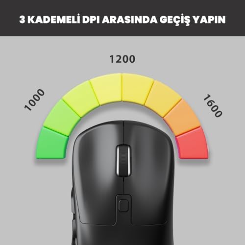 Alternative view of WS216 Kablosuz 1600DPI 7 Tuşlu Sessiz PC, Mac, Dizüstü Bilgisayar için, USB Mini Alıcı ile Optik Mouse Siyah (Siyah)