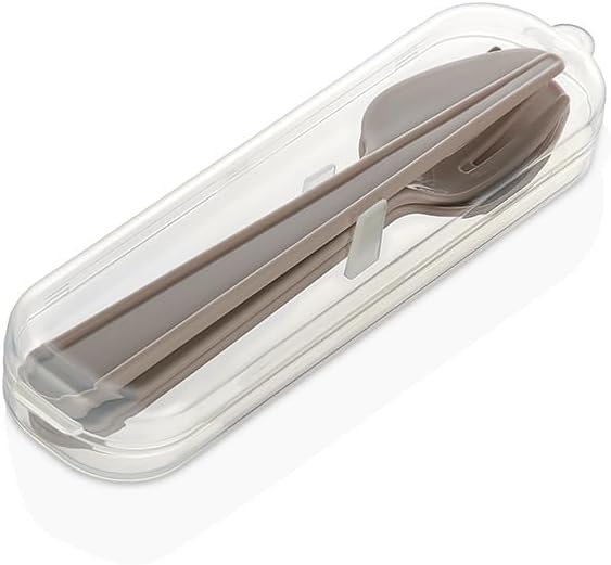 Plastik Çatal Kaşık Bıçak Seti Taşıma Kutulu Kamp Piknik Okul (Bej)