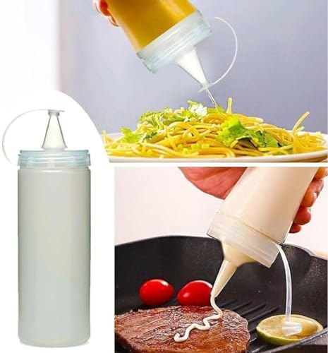 2 Adet Sos Şişesi 700 Ml Plastik Yağlık Sirkelik Ketçap Mayonez Sızdırmaz Sosluk Yağdanlık,BPA İçermez (Şeffaf) - Görsel 3