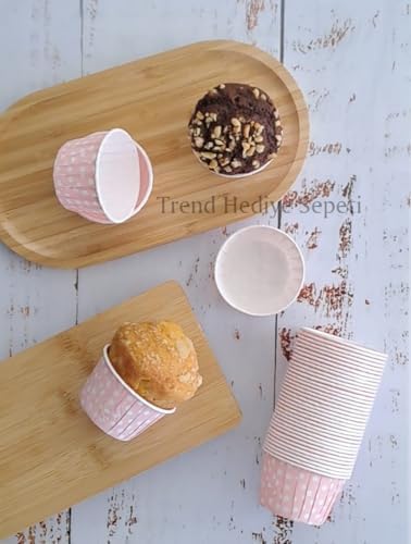 50'li Açık Pembe Puantiyeli Muffin Kek Kalıbı, Kek Kapsülü Cupcake Kalıbı, Airfryer Uyumlu - Görsel 3