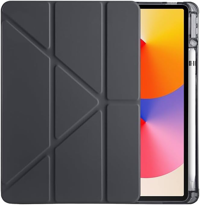 Alternative view of Galaxy Tab A9 Plus ile Uyumlu Akıllı Kılıf, Kalem Bölmeli Lansman Antrasit Origami Standlı Darbe Emici Şeffaf Arka Kapaklı Ultra İnce Popüler Tablet Kılıfı