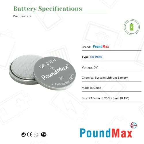 20 X PoundMax CR2450, DL2450,ECR2450, KCR2450 3V Lityum Madeni Düğme Pil - Görsel 3