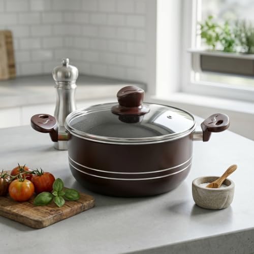 Assos Derin Tencere - Bordo Renkli, Çift Çizgi Detaylı Cam Kapaklı Yanmaz Yapışmaz Tencere 20 cm ve 26 cm Seçenekli - Görsel 3