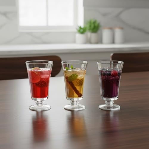 6'lı Cam Kahve Yanı Su Bardağı Seti - 125 ml Ayaklı, Şeffaf ve Kesim Desenli Nostaljik Kadeh Takımı - Görsel 2