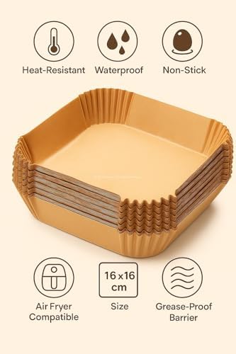 Airfryer Pişirme Kağıdı, Fritöz Yağlı Kağıdı, Yanmaz Kağıt 50 Adet (Kare) - Görsel 3