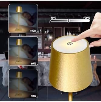 İstanbul Gold Şarjlı Masa Lambası Dimmerli 3 Renk Işıklı Dokunmatik Cata Dekoratif Abajur Cafe Restoran Sunum Yemek Masası Üstü Lambası Gold Renk Metal