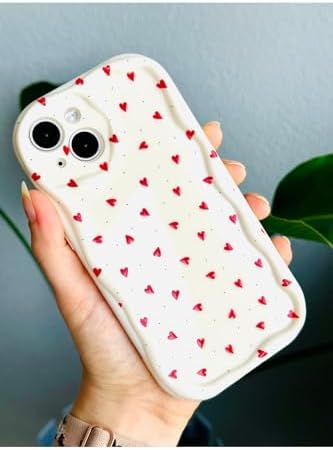Iphone 13 Ve 14 ile Uyumlu Kırmızı Kalpler Baskı Desenli Silikon Kılıf