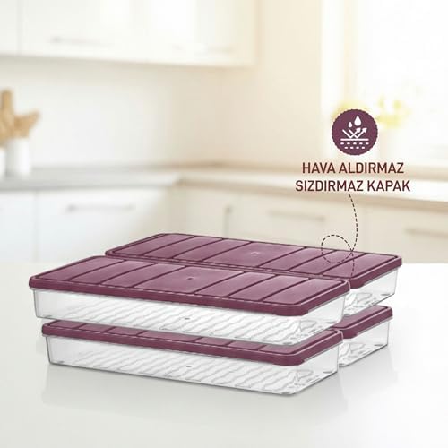 Alternative view of 4 Adet 1 Lt. Nora Organizer Buzdolabı Buzluk Düzenleyici Saklama Kabı-MÜRDÜM