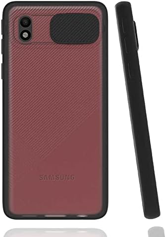 Galaxy A01 Core ile uyumlu Kılıf Slayt Sürgülü Arkası Buzlu Lensi Kapak - Siyah