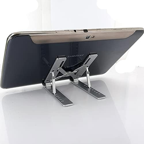 Mini Metal Stand Katlanabilir Çantada Taşınabilir Folding Alüminyum 8 Kademeli Telefon ve Tablet Standı 13 cm Mini Dizayn | RT008 Silver