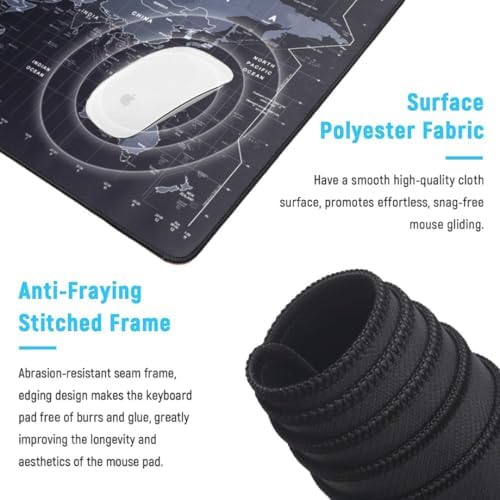 Alternative view of Zerfa Dünya Haritası Ekstra Büyük Genişletilmiş Kaymaz Kauçuk Oyun Mouse Pad & Klavye Masa Mat Bilgisayar Aptop için (900 mm X 400 mm X 2 mm) L Zmp253 Siyah (Dünya Haritası, 90 X 40 cm)