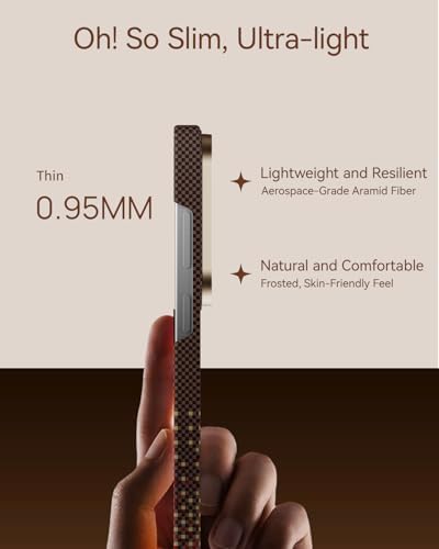 RAPTIC S26 Ultra Kılıf için Aramid Cilt, MagSafe ile Uyumlu, Kaymaz ve Ultra İnce Hafif Kılıf S26 Ultra Kılıf Kılıfsız Hissi, 1500D Aramid Fiber AeroWoven Dokular, Serenity Amber - Görsel 3