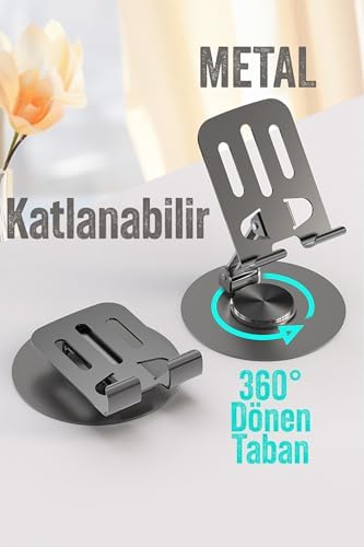 Alternative view of Telvesse Telefon Tutucu Masaüstü Telefon Tablet Standı Yüksek Kalite Metal Katlanabilir 360 Dönen Ayarlı S013