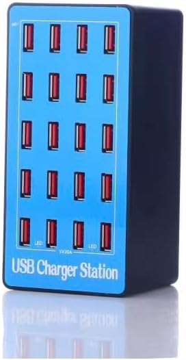 20 Port USB Şarj İstasyonu, 100W, 5V/20A Çıkış, Masaüstü Çoklu Şarj Ünitesi, Aşırı Akım Korumalı