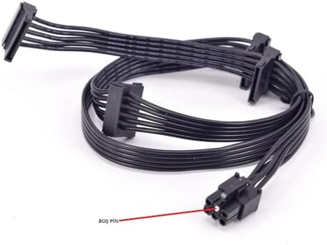 6 pin power supply kablosu 6 pin modüler sata kablo 6 pin 4x sata kablo 90 cm 6 pin sata kablo power supply kablosu - Görsel 3