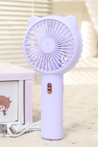 3 MODLU Şarjlı El Fanı 3 Kademe Seyahat Masaüstü Vantilatör Taşınabilir Mini Fan F136 (Mor) - Görsel 3