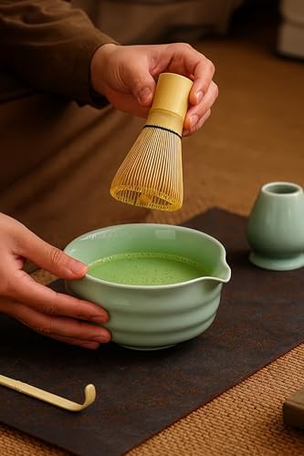 4lü Matcha Set Kase Kaşık Whisk Tutucu Bambu Whisk Çırpıcı ve Bambu Kaşık mt217 - Görsel 3