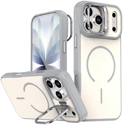 iPhone 17 Pro Max ile Uyumlu kilif MagSafe ile uyumlu Kılıf Stand Özellikli Mıknatıslı Flexa Yüzük Tutuculu IPHONE 17 PRO MAX için KILIF Darbe Emici Mat Arka Kapak Koruyucu Kılıf Beyaz - Görsel 2