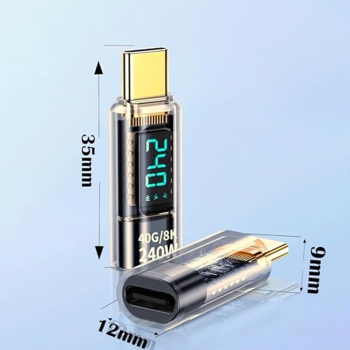 Alternative view of USB-C Güç Ölçer LED Ekranlı Adaptör 240W PD 3.1 Hızlı Şarj 40Gbps Veri 8K Video Destekli Type-C Erkek Dişi Dönüştürücü Voltaj Akım Watt Test Cihazı Tak Çalıştır Kompakt Tasarım | ZR1141