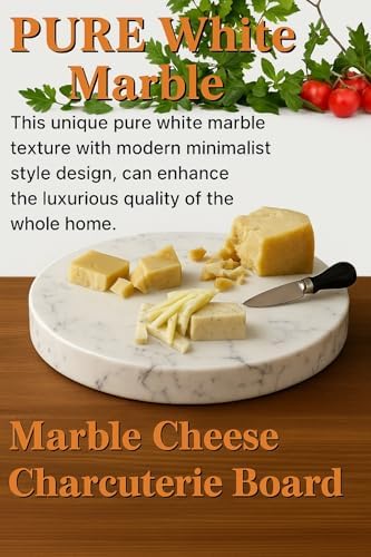 Handcrafted White Marble Round Serving Board – Natural Stone Cheeseboard, Elegant Charcuterie Platter, Pastry & Dessert Display – Non-Porous, Cool Surface for Kitchen & Dining Decor - Görsel 2