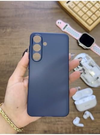 Süper İnce Mat Ultra Thin Silikon Kılıf Lacivert Galaxy S25 ile uyumlu