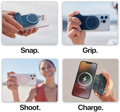 SnapGrip Creator Kit - SnapGrip, SnapLight, SnapPod ve Taşıma Çantası İçerir - Manyetik Montaj Her Telefona Takılır - Kablosuz Deklanşör Düğmeli Mobil Batarya Tutucusu - Gece Yarısı