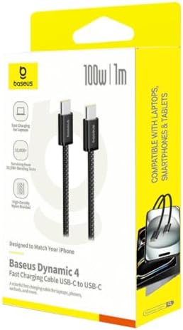 Dynamic 4 Series 100W PD Hızlı Şarj Kablosu, Type-C to Type-C Örgülü Kablo 1 Metre, iPhone 17/16/15 Pro Max, MacBook, iPad, Android, Galaxy Uyumlu 480Mbps Veri Aktarımı - Siyah - Görsel 3