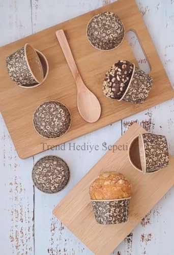 Alternative view of 50'li Kraft Kahverengi Desenli, Muffin Kek Kalıbı, Kek Kapsülü Cupcake Kalıbı, Airfryer Uyumlu