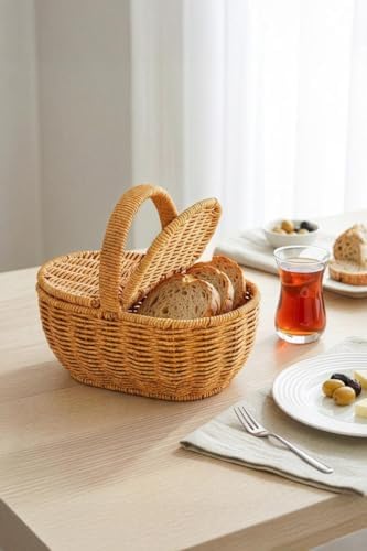 Alternative view of Oval Hasır Rattan Mini Kulplu Sepet - BB6069