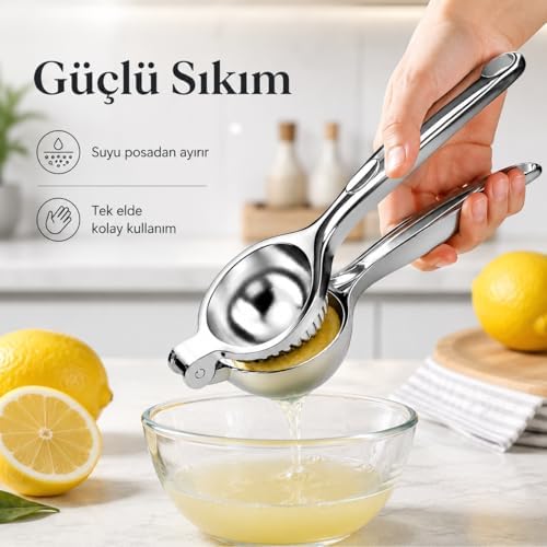 SOGUD Limon Sıkacağı Paslanmaz Çelik - Manuel Narenciye Presi - Portakal Mandalina İçin El Tipi Meyve Suyu Aparatı - Dayanıklı Metal Gövde - Ergonomik Tutma Saplı Mutfak Yardımcısı