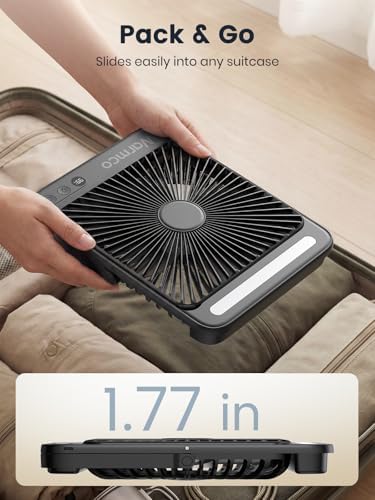 Warmco 20000mAh 8 inç Taşınabilir Kamp Fanı, 48 Saat Maksimum Çalışma Süresi, LED Işık, Sessiz İnce Pille Çalışan Kişisel Masa Fanı Ofis, Seyahat, Yatak Odası, Dış Mekan için Dijital Ekranlı - Görsel 3