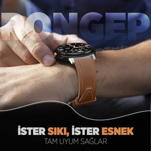 ile Uyumlu [2025] Deri Görünümlü Hybrid Kordon Galaxy Watch 8 44mm/40mm/Classic 46mm için 1.Sınıf Kaplama Galaxy Watch 8 Kordon Yumuşak Silikon Watch 8 Classic Kordonu