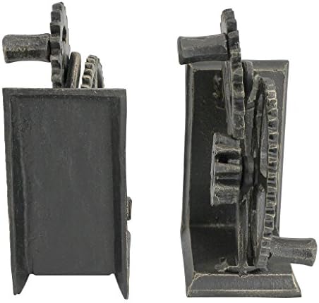 Design Toscano QH9631 Endüstriyel Dişli Steampunk Dekor Kitap Destekleri, 38 cm, İkili Set, Çok Renkli