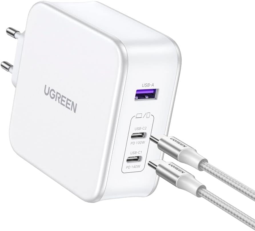 Nexode USB-A+2*USB-C 140W GaN Tech. & USB-C kablosu 2 m, beyaz