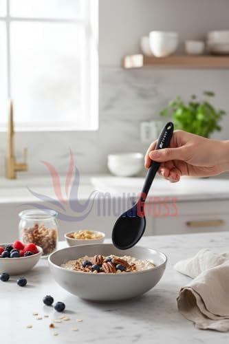Sert Uçlu Isıya Dayanıklı Silikon Kaşık Seti, 28 cm, 24 cm, 20 cm, Fuşya - Görsel 3