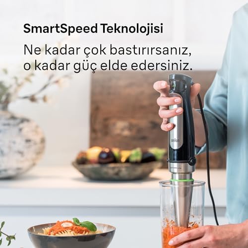 Braun MultiQuick 7 MQ 7075X el blenderi, ActiveBlade teknolojisine sahip çıkarılabilir paslanmaz çelik ayağına sahip el blenderi, 3 parçalı aksesuar seti dahil, 1000 watt, siyah - Görsel 3
