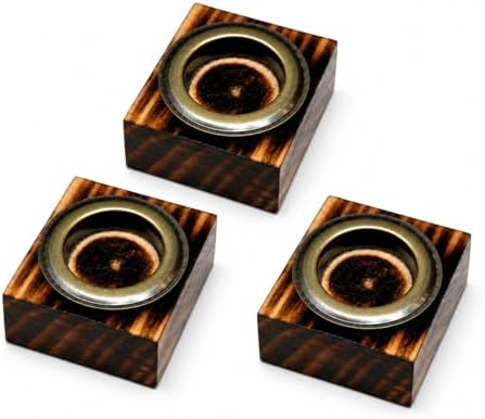 BFASTORE El Yapımı Ahşap Tealight Mumluk Seti, İleri Dönüşüm Ahşap, Metal Hazneli, Rustik Dekoratif Tasarım, Masa ve Salon Dekoru, Şık Hediye Seçeneği (3'lü Set)