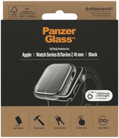 Alternative view of Panzer Glass Koruma Full Body Kırılmaz Cam Apple Watch 7 41 mm Siyah AB