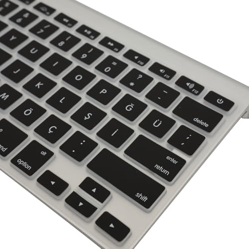 Alternative view of Apple Magic Keyboard A1314 A1242 Uyumlu Klavye Koruyucu Türkçe Q Baskı Silikon Kaplama US İngilizce Klavyeyi Türkçeye Çeviren Ultra İnce Kaymaz Toz ve Sıvı Koruma Keyboard Cover Siyah