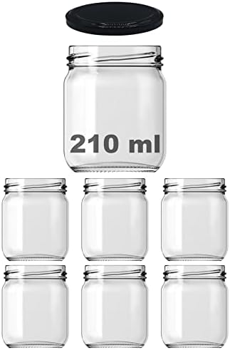 10-1000 ml Farklı Boyutlarda Kavanoz (10-1000 Arası) cc Konserve Metal Kapaklı Cam Kavanoz 6 Adet (Şeffaf, 210 cc) - Görsel 3