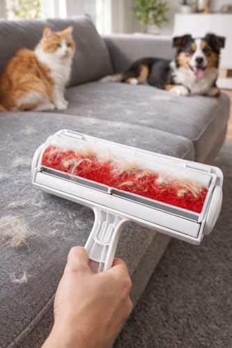 Hazneli Gırgır Tüy Toplama Rulosu Evcil Hayvan Kedi Köpek Tüy Temizleyici Elbise Koltuk Halı ve Yatak İçin Yeniden Kullanılabilir