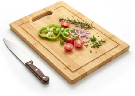 Dikdörtgen Bambu Kesme Tahtası (34x24 cm) | Antibakteriyel, Oluklu ve Kulplu Doğrama Tahtası | Et, Sebze ve Ekmek Tahtası - Görsel 2