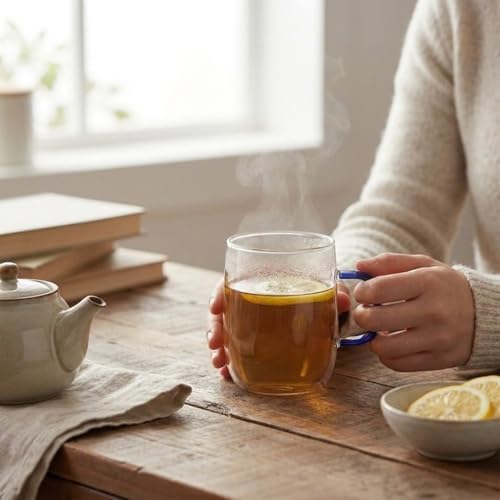 1 Adet Borosilikat Cam Kupa (380 ml) - 3 Farklı Renkli Isıya Dayanıklı Şeffaf Çay ve Kahve Fincanı Şık Kulplu Minimalist Kupa Bardak (Asorti) - Görsel 3